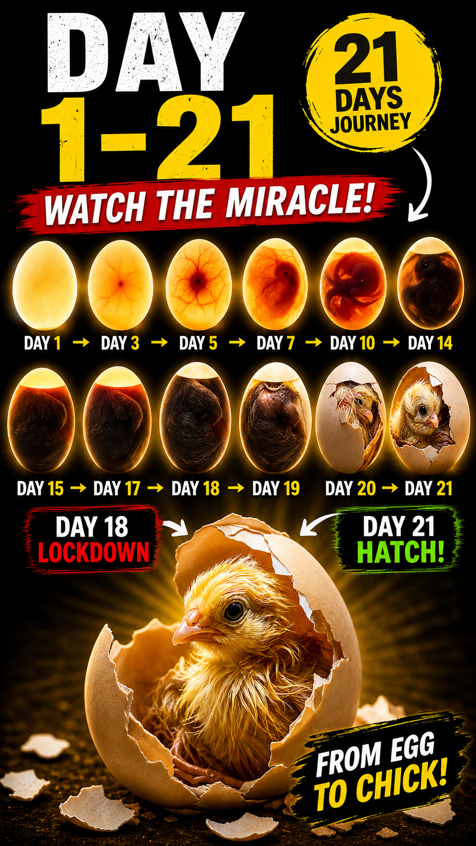 chicken egg candling day 1–21 ,