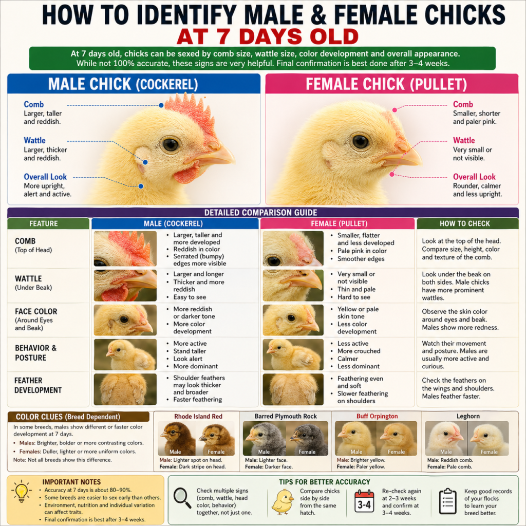 how to identify male and female chicks